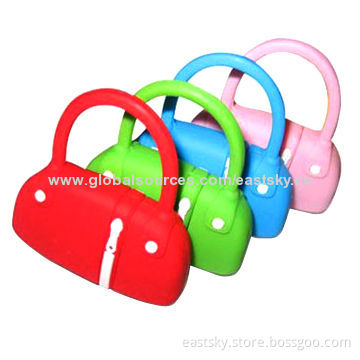 Custom bag-shape flash drive, made of soft PVC material, OEM orders are welcome